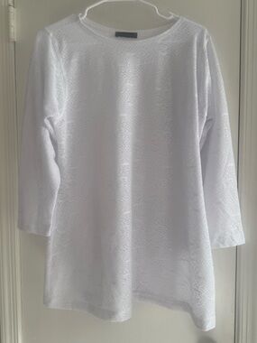 Nally & Millie White Textured Boatneck Long Sleeve Top Size S